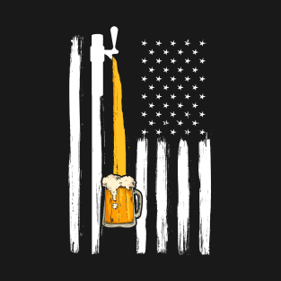 American Flag With Beer Vintage Design T-Shirt