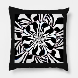 Zebra Animal Print Kaleidoscope Black and White Pillow
