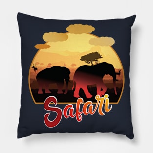 Family elefant on tour in the safari Pillow