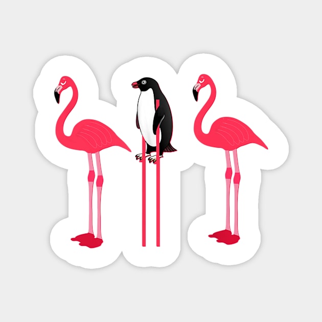 Funny Pink Flamingo Lover Penguin Disguise Magnet by Ortizhw