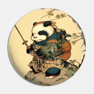 Samurai Panda Traditional Japanese Art Nouveau Pin