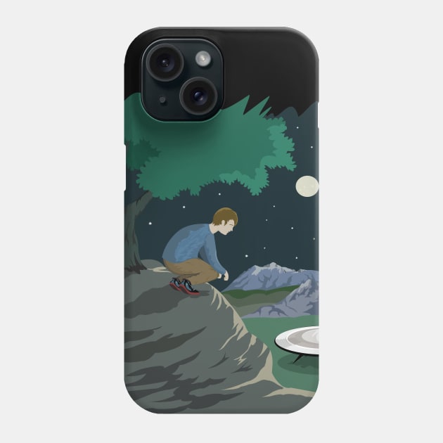 ufo in the moonlight Phone Case by mypointink