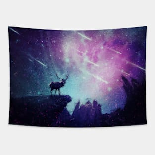 a deer under starry sky Tapestry