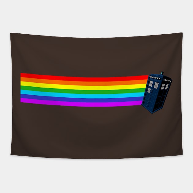 Tardis Time Warp Rainbow Tapestry by SimonBreeze