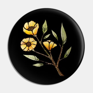 Yellow Buttercup Flowers Pin