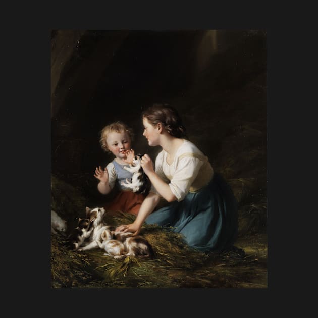 Children with Kittens by Fritz Zuber-Buhler by Classic Art Stall