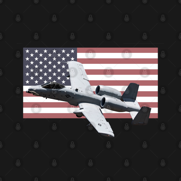 A-10 Thunderbolt 2 Warthog BRRT Airplane USAF US American Flag - A 10