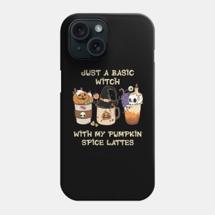 Just a basic witch with my pumpkin spice lattes (dark color version) Phone Case