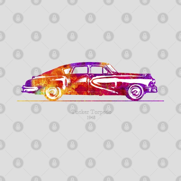 Tucker Torpedo 1948 - Colorful Watercolor by SPJE Illustration Photography