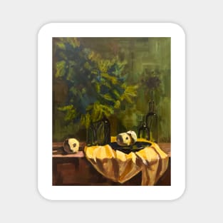 Still life painting "greens and yellows" Magnet