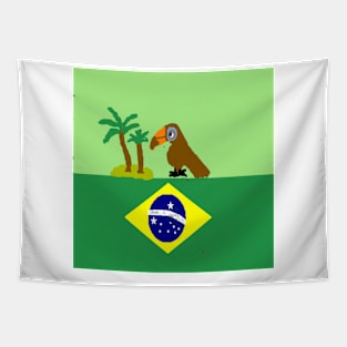 Sporty Brazil Design on White Background Tapestry