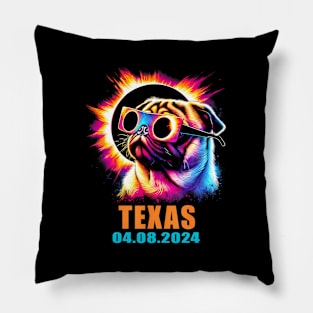 Texas Total Solar Eclipse 2024 Pug Dog With Pillow