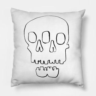 Black hand-drawn double skull Pillow