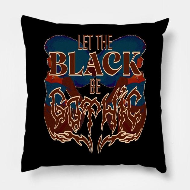 BLACK BE GOTHIC (flourescent w illustration) Pillow by Yze