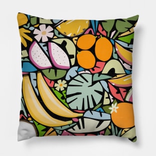 Colorful Tropical Fruits / Tiki Vibes Pillow