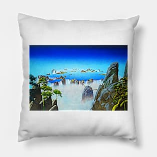 Close to the Edge Fantasy Print Mountain Lake Surreal Art Pillow