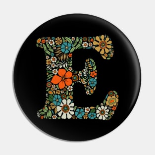 Hippie Floral Letter E Pin