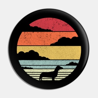 Dachshund Retro Vintage Sunset Pin