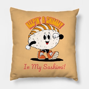 “Keepin’ A Shimmy In My Sashimi!” Cartoonish Marching Sashimi Pillow