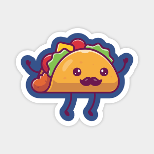 Cute Mustache Taco Jumping Cartoon Magnet