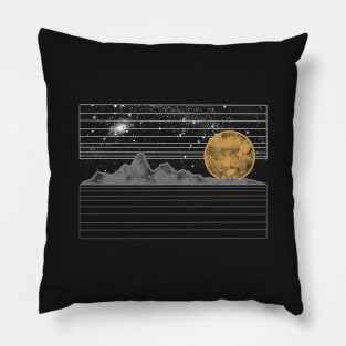 Mountains Full Moon Night Sky Pillow