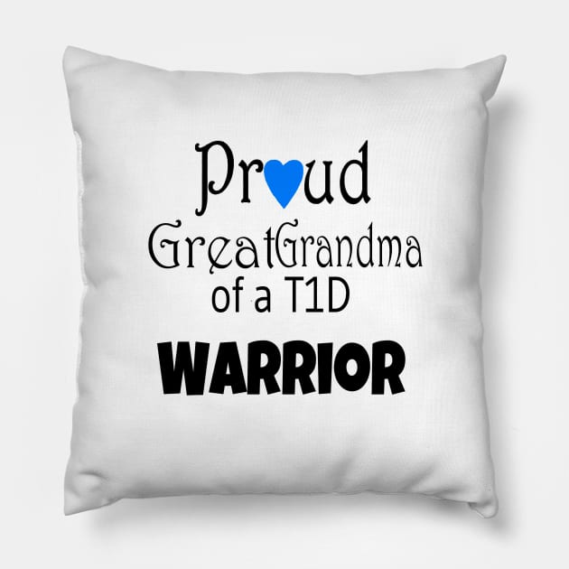 Proud Great Grandma - Black Text - Blue Heart Pillow by CatGirl101