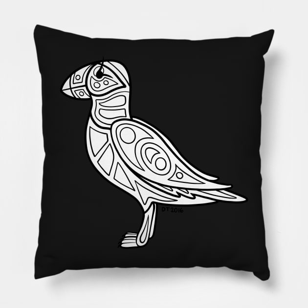 Native Inspired Horned Puffin Pillow by DahlisCrafter