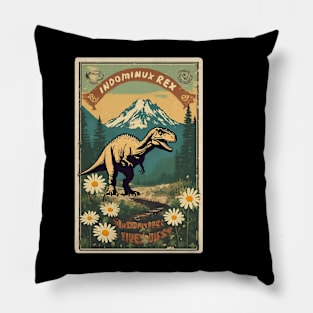 Vintage Camping with Indominux Rex Retro 80s Hiking Buddy Pillow