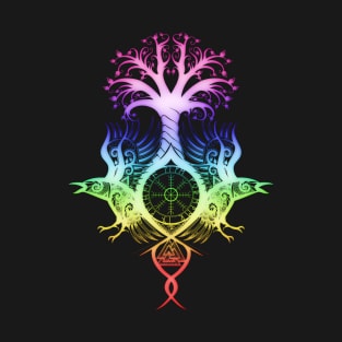 Ygdrassil with Huginn & Muninn [Rainbow] T-Shirt