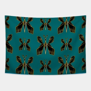 Art Deco Butterfly Print (Teal Background) Tapestry