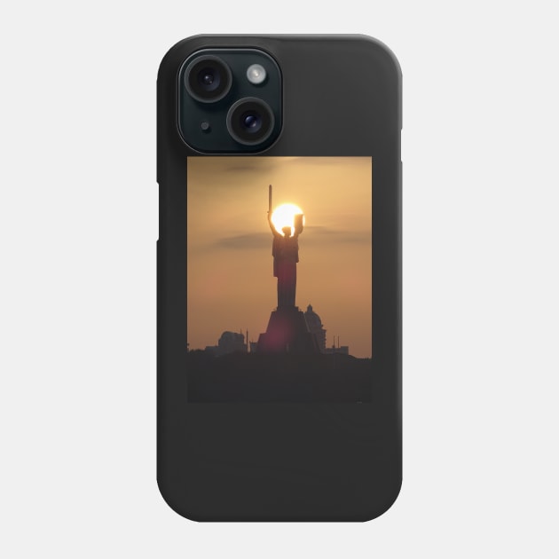 Sunset beyond the Motherland Monument, Kiev, Ukraine Phone Case by Lala Lotos