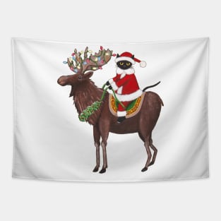 Santa Claws and Moose Tapestry