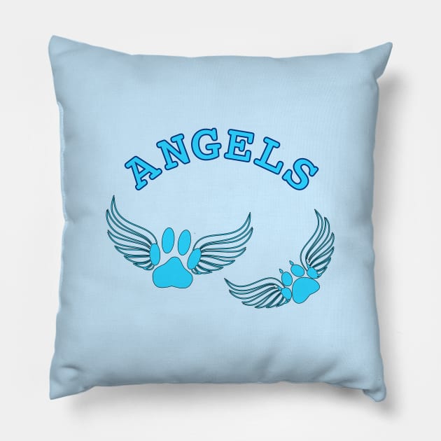 Angel Pet Paw Prints Pillow by Braznyc