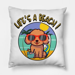 Funny brown dog is chilling on the beach Pillow