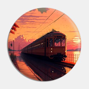 Retro Anime Style Old Japanese Train Pin