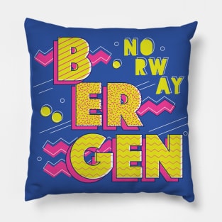 Retro 90s Bergen, Norway Pillow