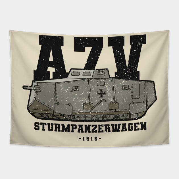 A7V Heavy Tank - WW1 Tapestry by Distant War