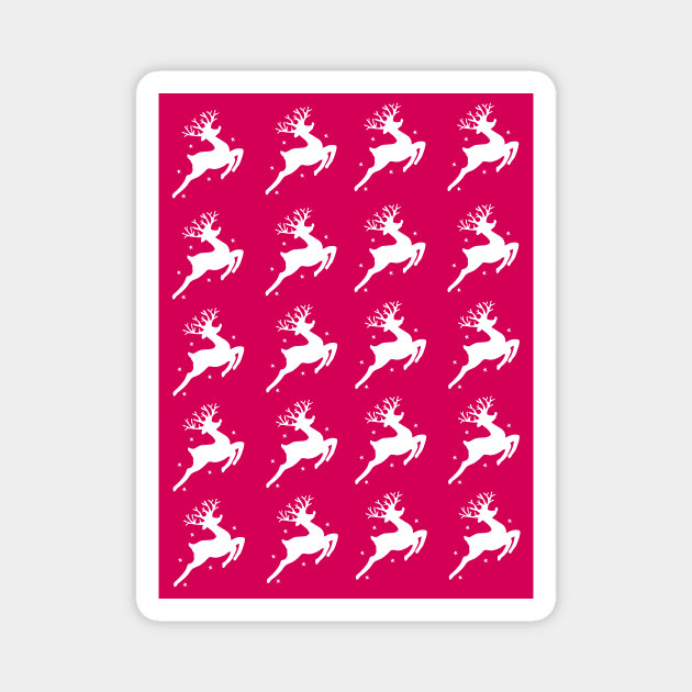 Magical christmas reindeer regular pink pattern Magnet by Baobabprintstore