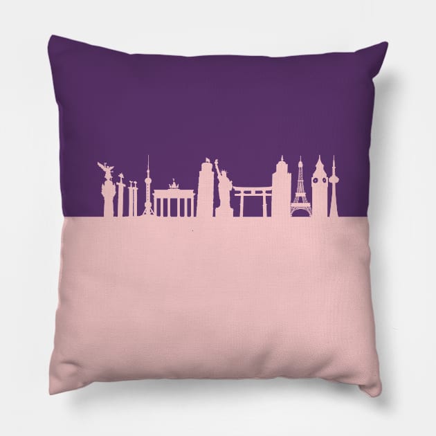 World Showcase Famous Monuments Millennial Pink Pillow by FandomTrading