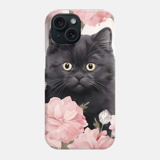 Black British Shorthair Cat Phone Case by Enchanted Reverie