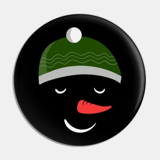 Fun Winter Snowman Face with Hat Design Pin