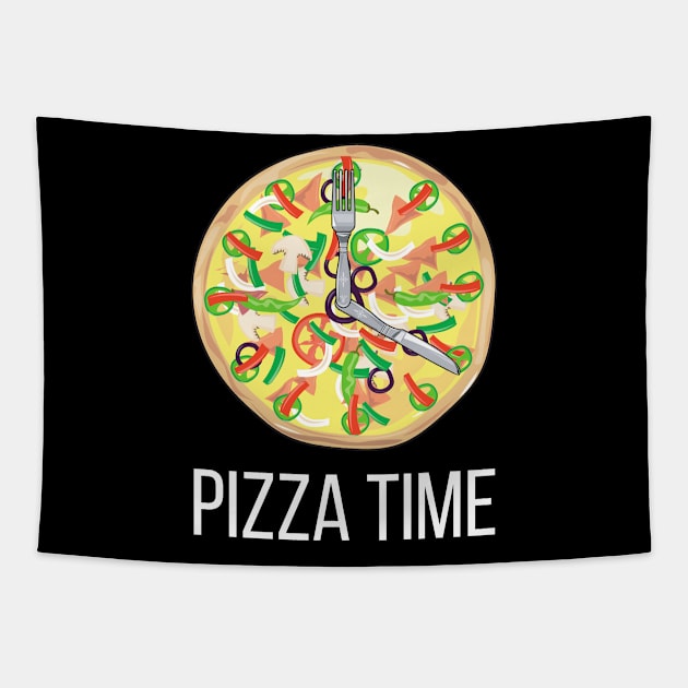 Pizza Time Funny pizza clock slogan design for pizza lovers Tapestry by Butterfly Lane