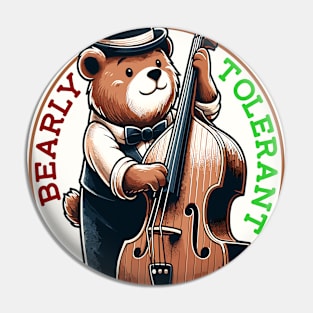 Bass Playing Bear, Gentleman Musician Pin