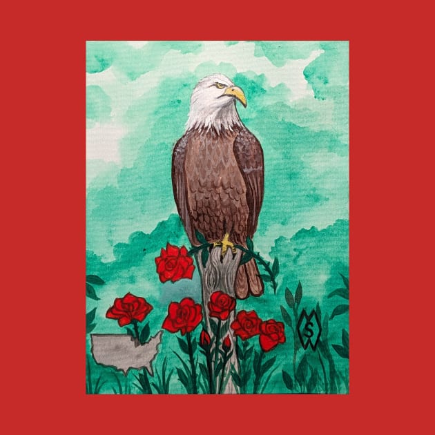 United States National bird and flower, the bald eagle and rose by Matt Starr Fine Art