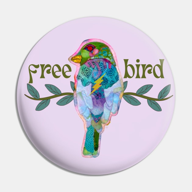 free bird Pin by karenpaytonart