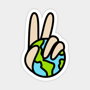 World Peace Planet Earth Symbol V Sign Magnet