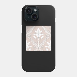 Regency style modern floral damask medallion pattern in neutral taupe beige and cream Phone Case