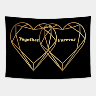 Together Forever Metallic Hearts Tapestry