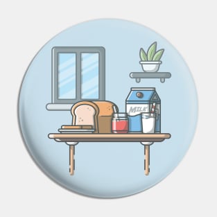 Breakfast time cartoon Pin