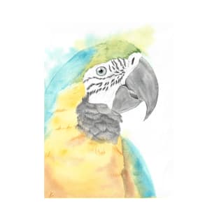 blue and gold macaw watercolor portrait bird parrot T-Shirt